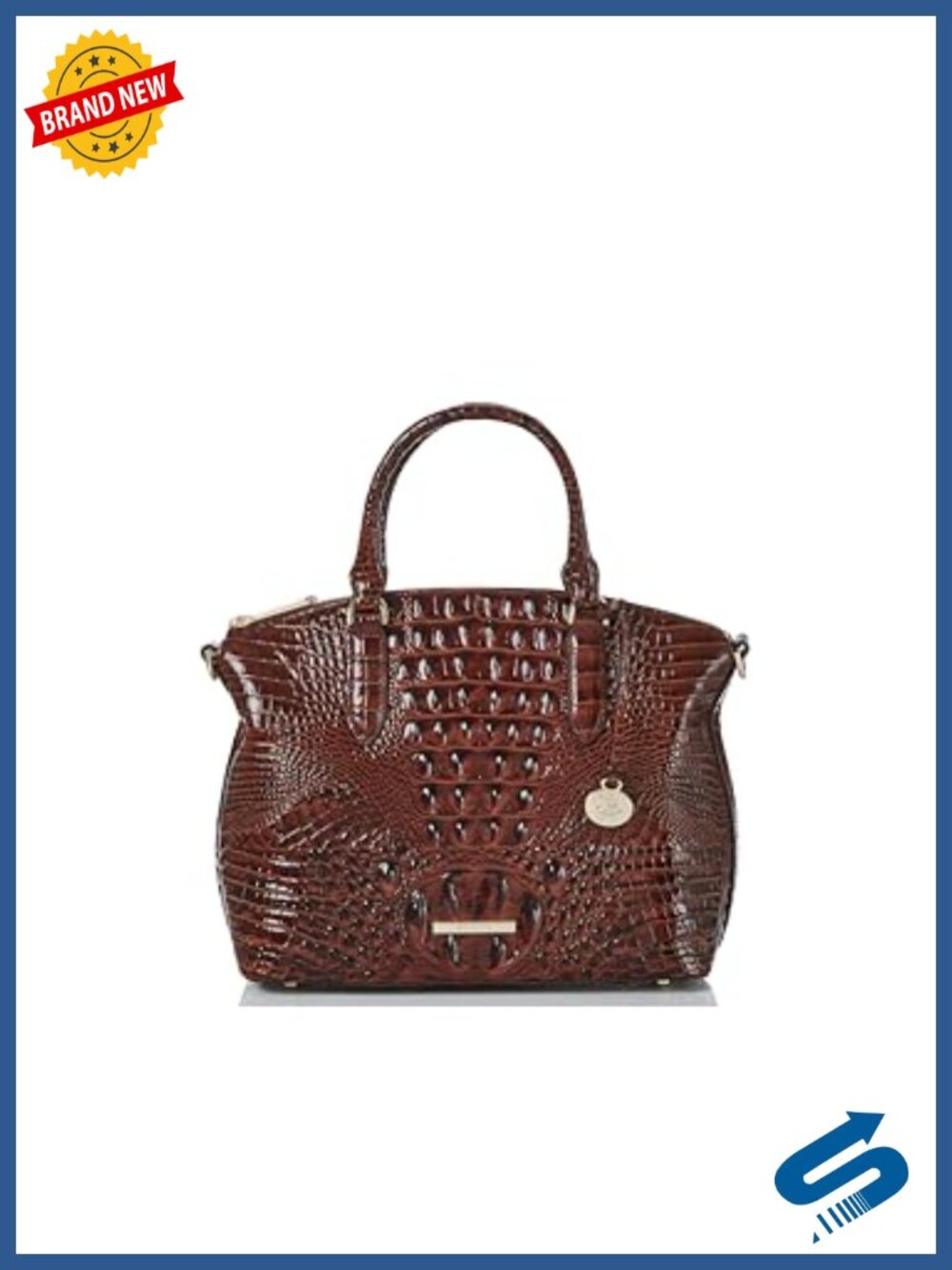 Leather Satchel with Crossbody Strap and Interior Pockets